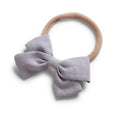 Grey cotton baby hat — Tinka Tiny Bow on white background