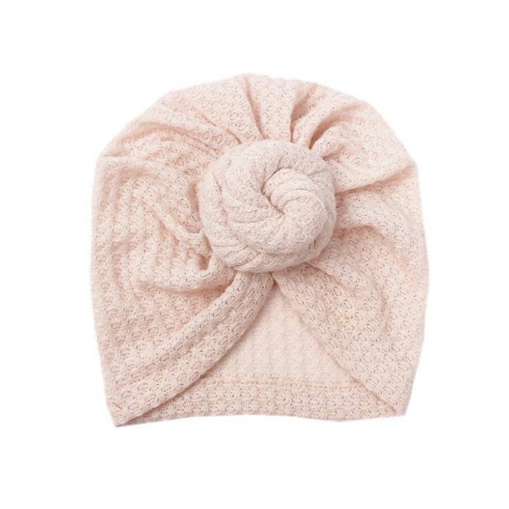 Ivory knit baby turban — Baby Knitted Twirl Turban on white background