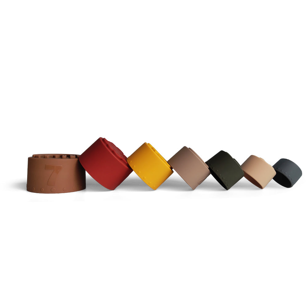 Silicone Baby Stacking Cups Bath & Beach in Earthy — baby hat gift-ready packaging and presentation
