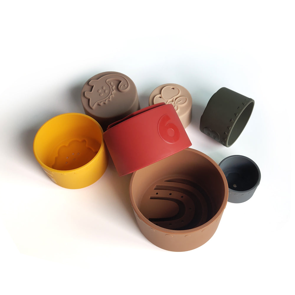 Silicone Baby Stacking Cups Bath & Beach in Earthy — earthy baby hat product styling