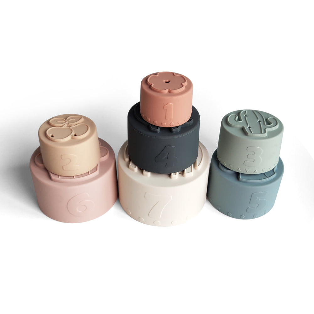 Silicone Baby Stacking Cups Bath & Beach in Pastel — pastel baby hat product styling