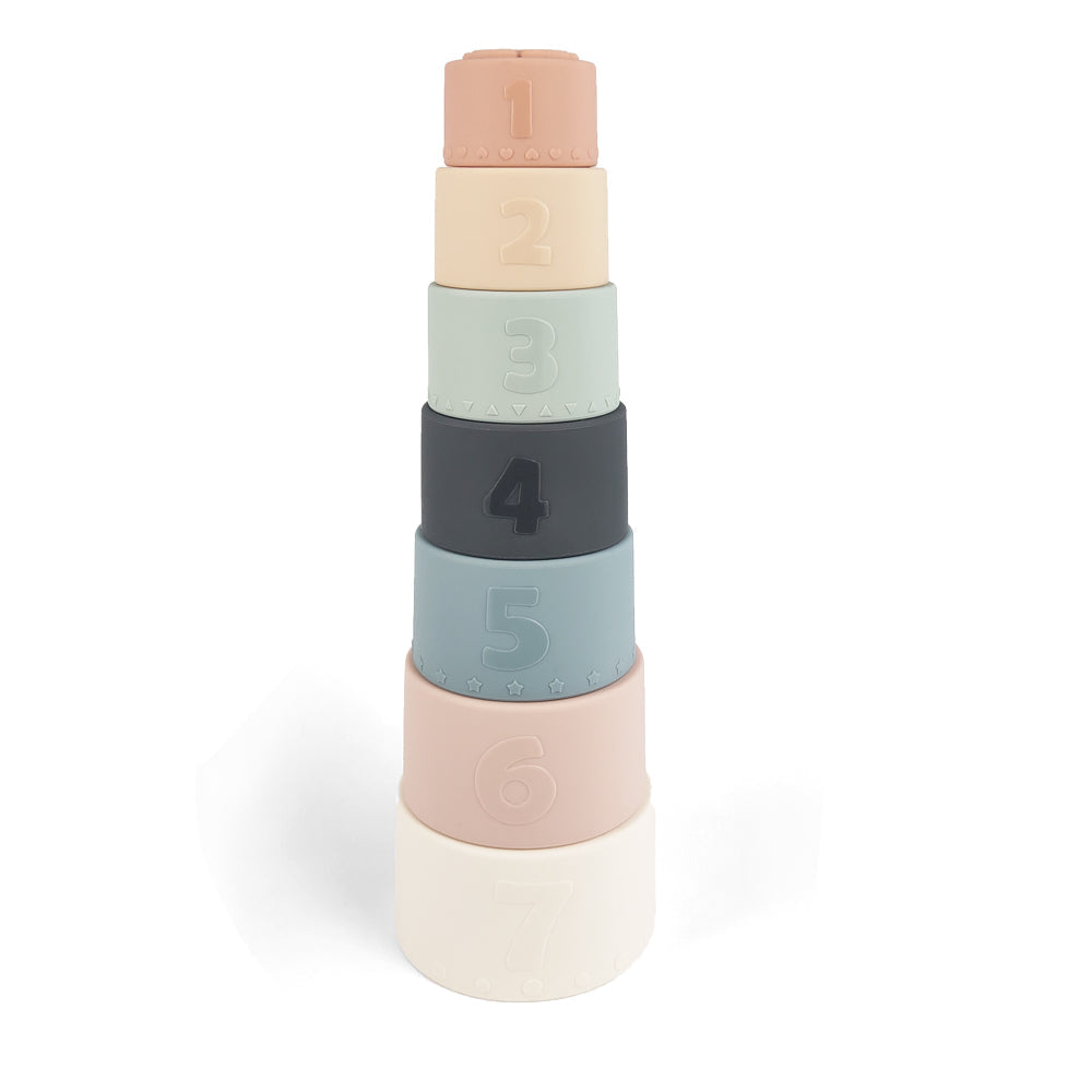 Silicone Baby Stacking Cups Bath & Beach in Pastel — baby hat gift-ready packaging and presentation