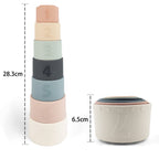 Silicone Baby Stacking Cups Bath & Beach in Pastel — baby hat size and scale reference