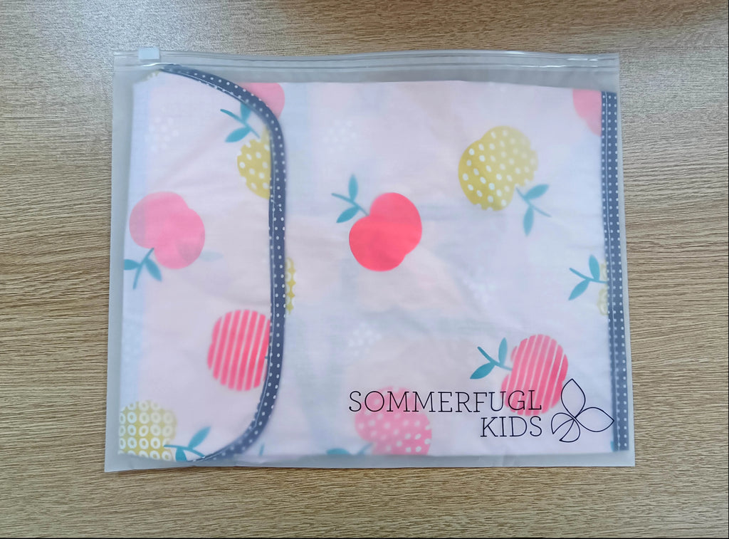 That's Apples Waterproof Baby Smock Bib Long Sleeve — cat baby bib showing face and soft texture