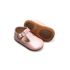 Ballerina Pink Leather Baby T Bar Shoe — baby shoes sole and strap detail view