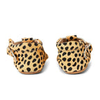 Baby wearing baby shoes — Cheetah Calf Hair Leather Baby T Bar Shoe
