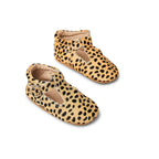 Cheetah Calf Hair Leather Baby T Bar Shoe — baby shoes styled flat lay with nursery accessories