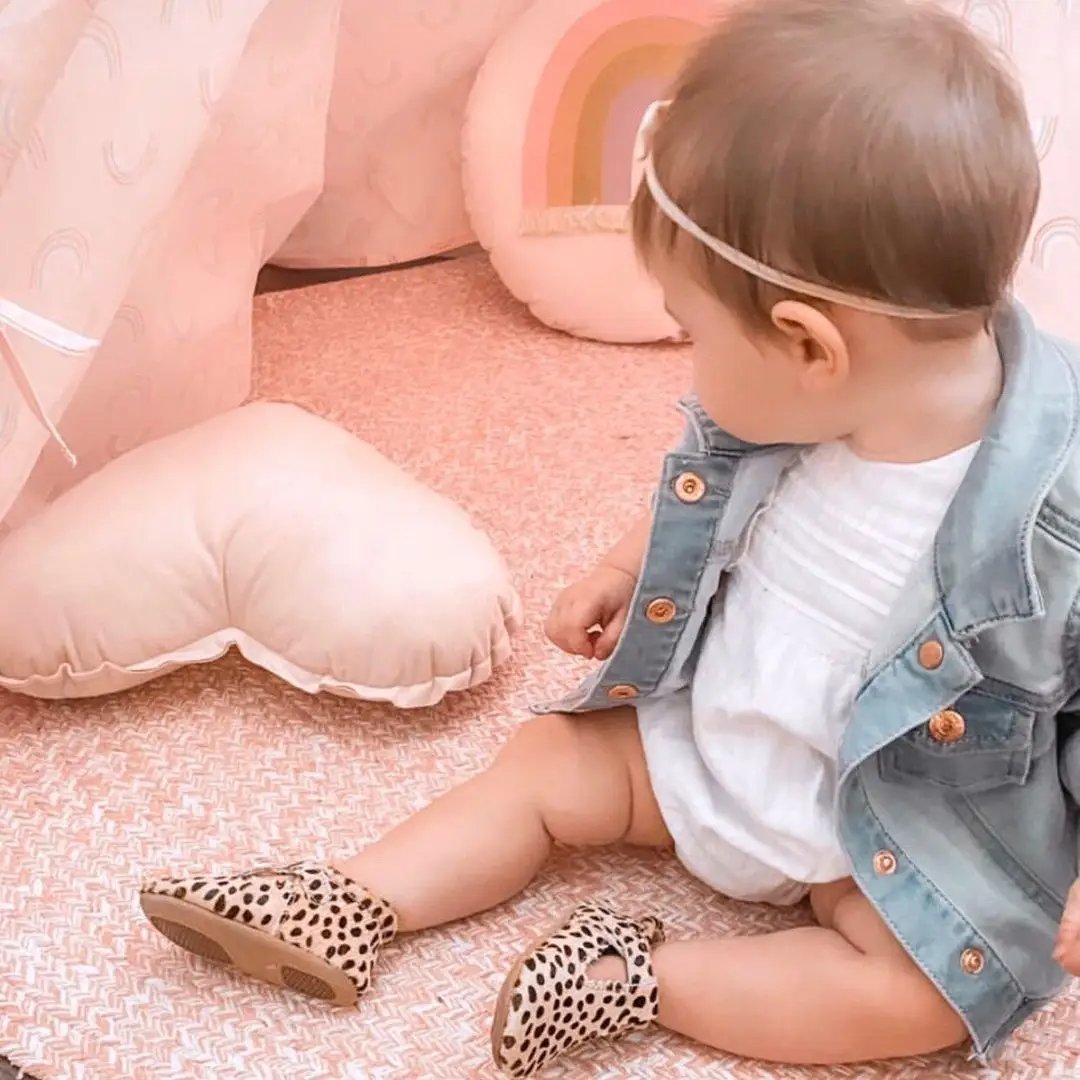 Cheetah Calf Hair Leather Baby T Bar Shoe — baby shoes product styling
