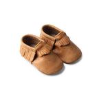 Chipmunk Baby Fringed Moccasin Shoe — close-up of fringe on baby shoes