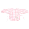 Gingham ear detail baby bib — Flamingo Gingham Waterproof Baby Smock Bib Long Sleeve on white background