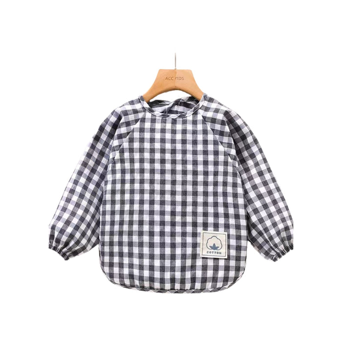 Classic Gingham Style Long-Sleeve Baby Smock in Strawberry