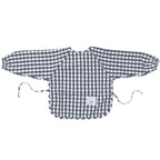 Dark Blue Gingham Waterproof Baby Smock Bib Long Sleeve