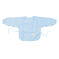 Gingham ear detail baby bib — Pale Blue Gingham Waterproof Baby Smock Bib Long Sleeve on white background