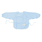 Pale Blue Gingham Waterproof Baby Smock Bib Long Sleeve