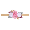 Lace floral baby headband — Delicate Baby Flower Crown with Pearls: Flower Girl Headband on white background
