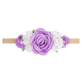 Lace floral baby headband — Delicate Baby Flower Crown with Pearls: Flower Girl Headband on white background