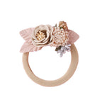 Style #5 lace floral baby headband — Baby Girl Flower Headpiece on white background