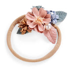Style #2 lace floral baby headband — Baby Girl Flower Headpiece on white background