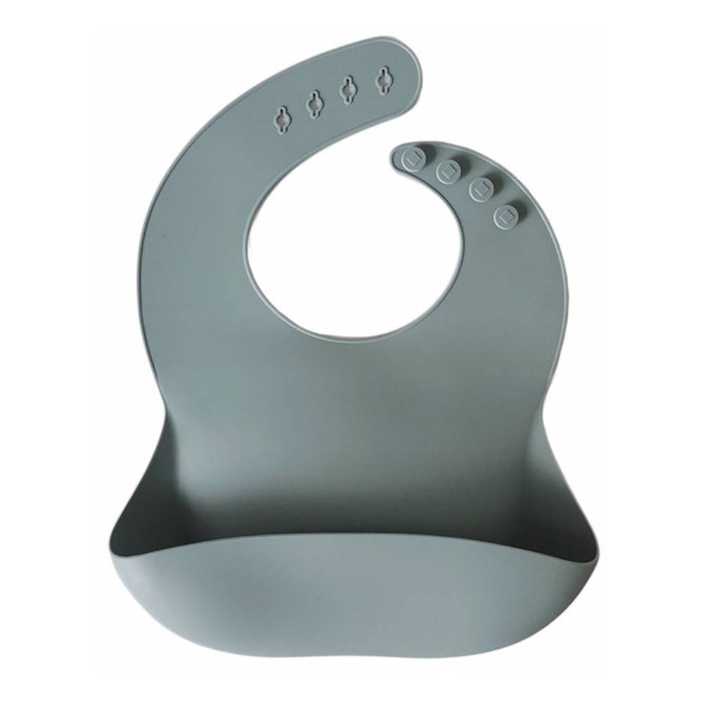 Dusk blue silicone baby bib — Silicone Waterproof Baby Bib on white background