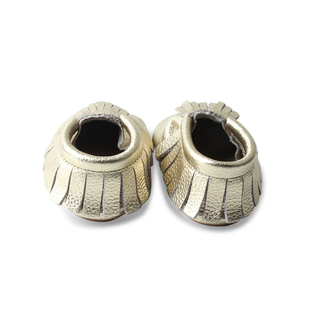 Baby wearing baby shoes — Little Twinkle Baby Fringed Moccasin Shoe