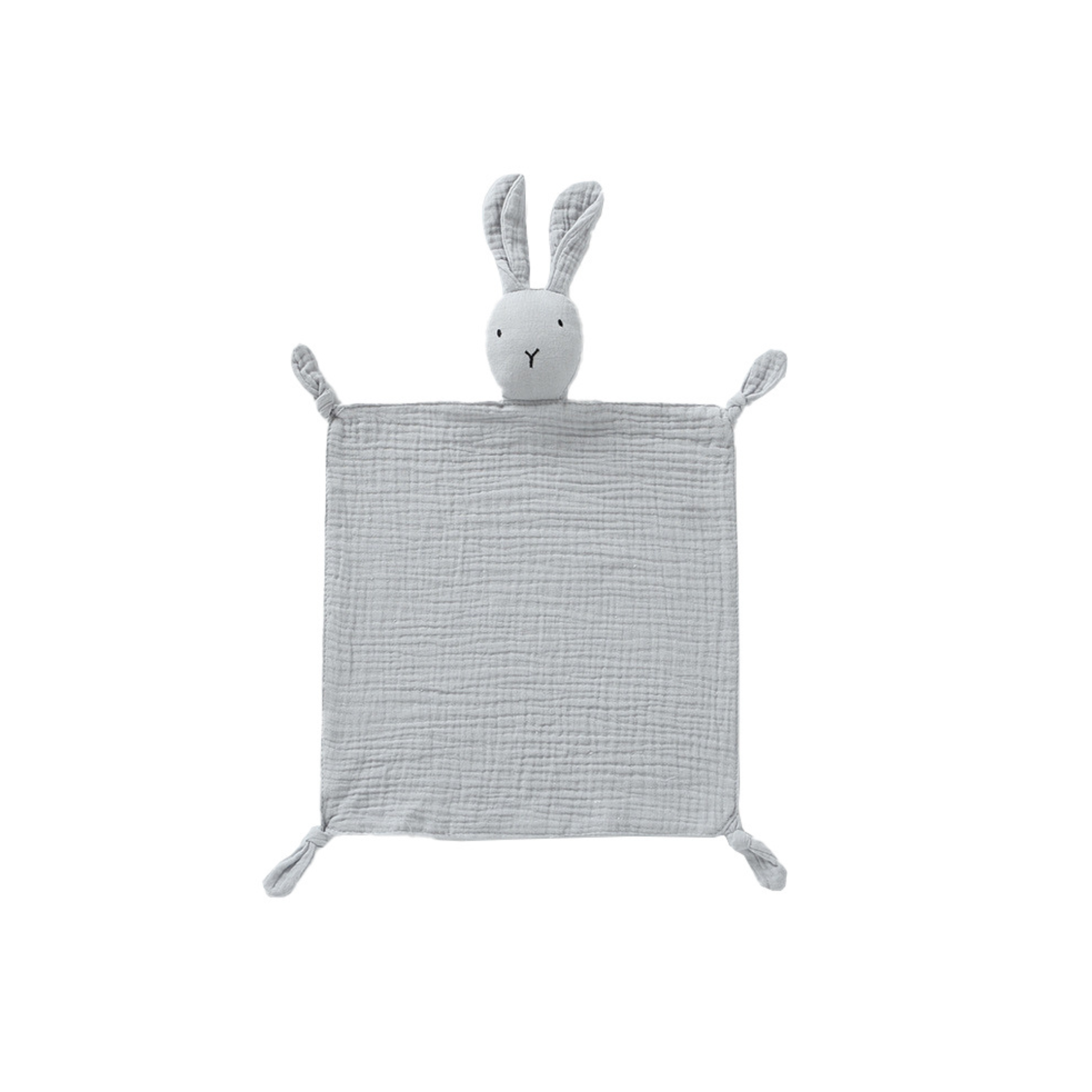 Ivory cotton muslin bunny baby comforter — Benni Bunny Cotton Baby Comforter in Ivory on white background