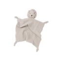 Ivory cotton muslin lion baby comforter — Cotton Baby Comforter Leo The Lion in Ivory on white background