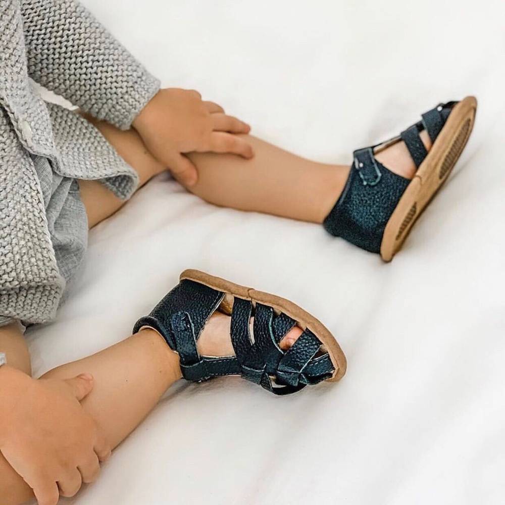 Zodiac Blue Leather Baby Sandal — baby sandals gift-ready packaging and presentation