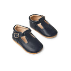 Nile Blue Leather Baby T Bar Shoe — baby shoes sole and strap detail view