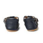 Nile Blue Leather Baby T Bar Shoe — close-up showing lace texture and craftsmanship