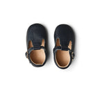Baby wearing baby shoes — Nile Blue Leather Baby T Bar Shoe
