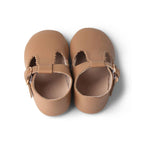 Peanut Leather Baby T Bar Shoe — close-up showing lace texture and craftsmanship