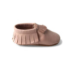 Lace fringe baby shoes — Piglet Baby Fringed Moccasin Shoe on white background
