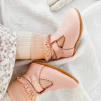 Wisp Pink Leather Baby T Bar Shoe — baby shoes colour swatch detail
