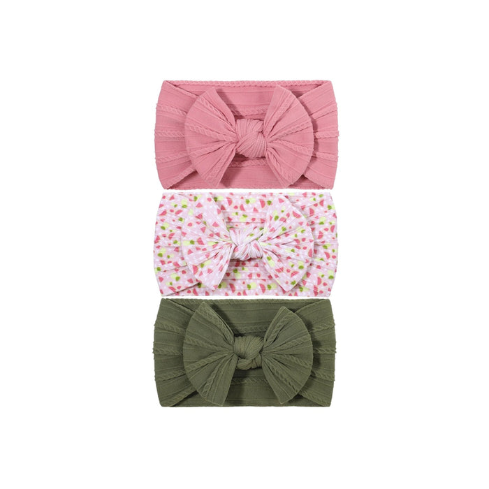 Trio of Single Bow Cable Knit Baby Headbands #10
