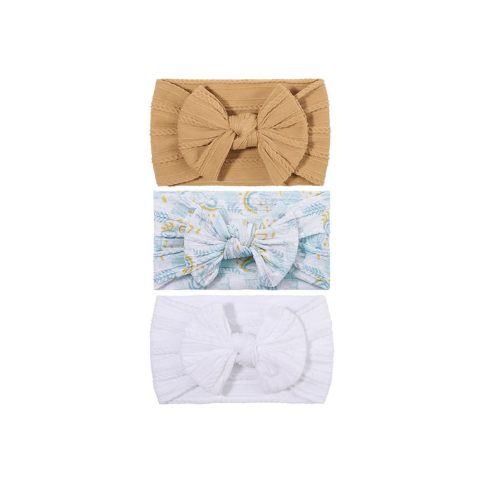 Trio of Single Bow Cable Knit Baby Headbands #14