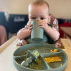 Silicone Baby Feeding Set in Chalet Green — chalet green baby bib product styling