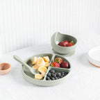 Silicone Baby Feeding Set in Almond Frost — almond frost baby bib product styling