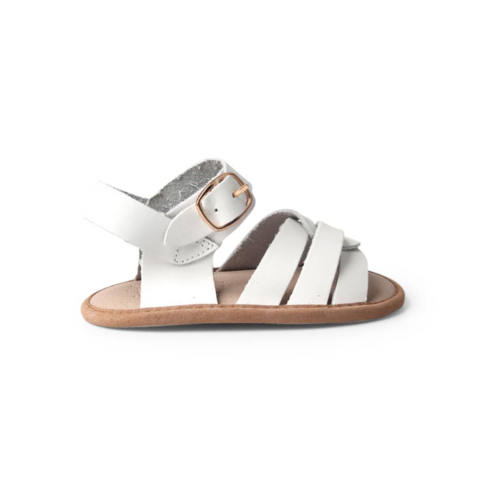 White woven leather baby sandal by Sommerfugl Kids