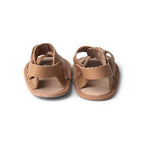 Tawny Weave Leather Baby Sandal — cat baby sandals showing face and soft texture