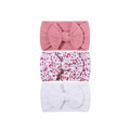 Nylon ear detail baby headband with bow detail — 3 Piece Single Bowie Baby Headband Set #22 on white background