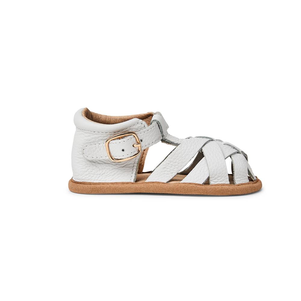 Lace baby sandals — White Leather Baby Sandal on white background