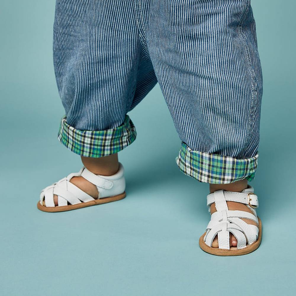 White Leather Baby Sandal — baby sandals product styling