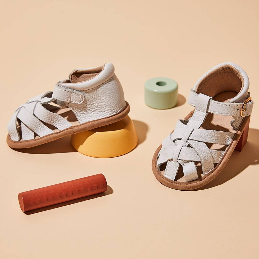 White Leather Baby Sandal — baby sandals colour swatch detail