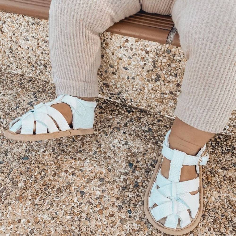 White Leather Baby Sandal — baby sandals gift-ready packaging and presentation