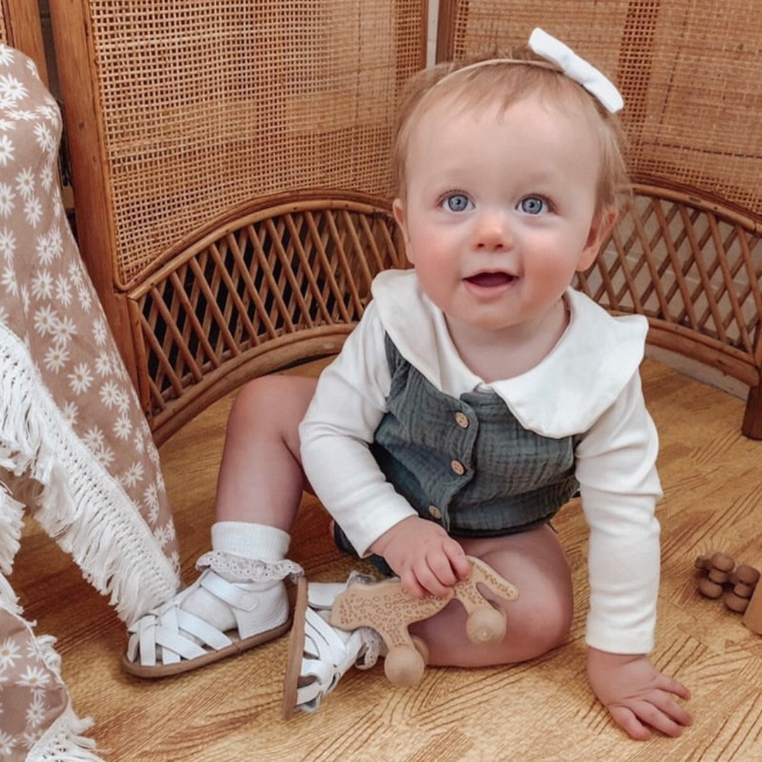 White Leather Baby Sandal — baby sandals gift-ready packaging and presentation