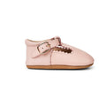 Lace baby shoes — Wisp Pink Leather Baby T Bar Shoe on white background