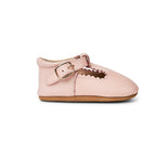 Lace baby shoes — Wisp Pink Leather Baby T Bar Shoe on white background