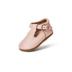 Wisp Pink Leather Baby T Bar Shoe — baby shoes styled flat lay with nursery accessories