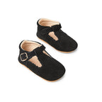 Woodsmoke Suede Leather Baby T Bar Shoe — baby shoes sole and strap detail view