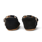 Baby wearing baby shoes — Woodsmoke Suede Leather Baby T Bar Shoe